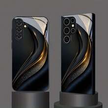[24h Shipping From DE/FR/ES]Apple 11-17Phone Case - Black Aerodynamic Case With Golden Wave Pattern, Compatible With  Galaxy S9+/S10/S20+/S20 Ultra/S21 5G/S21+/S22/S23 PLUS/S24 Plus/S25/S25 Edge/Note 9/Note 10/Note 10+/Note 20/Note 20 Ultra. Features Elegant Tempered Glass  21-26 - 1 Piece Of Picture Color - View 7