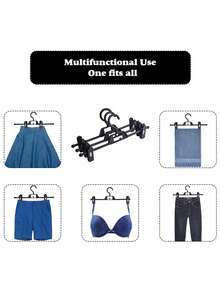 5pcs Plastic Rotating Clothes Hangers With Non-Slip Clips For Pants/Home Storage, Beige - Beige - View 9