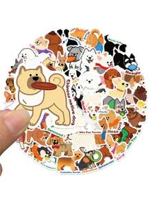 50pcs/Pack Cute Animal Pet Dogs Stickers, Decorative Decals For Notebook Luggage Phone Stationery Laptop Guitar Sticker - Multicolor - View 9