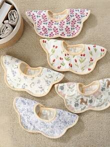 Baby Gauze & Bean Fleece Petal Design Bib, Pure Cotton Drool Bib For Newborns - Multicolor - View 6