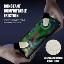 Mobile Game Triggers, Compatible With IPhone And Android, L1 R1 Game Triggers, Zero Latency, Fast Aiming, No Screen Obstruction, CODM Controller Shooting (2 Buttons), Comes With 4 Lightweight, Breathable, Sweat-Absorbing Silver Fiber Game Finger Sleeves (Suitable For All Touchscreen Gaming Devices) - Silver - View 12