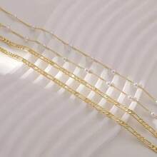 Cinturón de cadena de cintura de doble capa de oro para mujeres, cadena de Body de vientre ajustable de hueso de serpiente & cuentas, decoración de bikini de playa de verano, joyería de cintura - Oro amarillo 6 - Ver 4