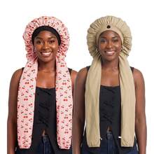Syvvste 2pcs/Set Printed Cherry Long Hair Sleep Cap 2-In-1 Long Hair & Women's Sleep Cap & Soft, Breathable, Smooth & Knitted Cap Suitable For Hair Styling Care - A - View 8