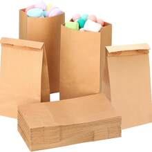 20/50/80pcs Small Paper Bags 8.4*4.5*2.7in, Brown Mini Paper Bags, Durable Paper Bags, Suitable For Gift Packaging, Retail , Item Storage And Gift Wrapping - View 1