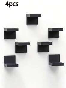 6pcs/2pcs/1pc Deep Black Thickened Wall-Mounted Storage Rack, Modern Floating Display Shelf, Space-Saving Narrow Shelf With Iron Plate Support, Screw Fixed, Suitable For Home And Office - Multicolor - View 10