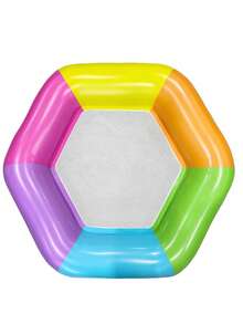 1pc Hexagon Colorful Inflatable Floating Bed Summer Pool Entertainment Double Large Size Thickened Water Float - Multicolor - View 9
