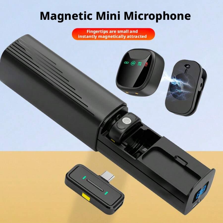 Mikrofon Jepit Magnetik Nirkabel - Dilengkapi dengan Pengurangan Kebisingan AI, Pengaturan Plug-And-Play yang Praktis, Fungsi Mute Instan, Dilengkapi dengan Klip Magnetik, Penutup Bulu Tahan Angin, Fungsi Reverb Terintegrasi, dan Desain Elegan yang Ringkas. Cocok untuk Perekaman Video, Pembuatan Vlog, Live Streaming, Pembuatan Film Platform, dan Skenario Lainnya (Kompatibel dengan Ponsel Antarmuka Type-C). - Tipe-c - View 1