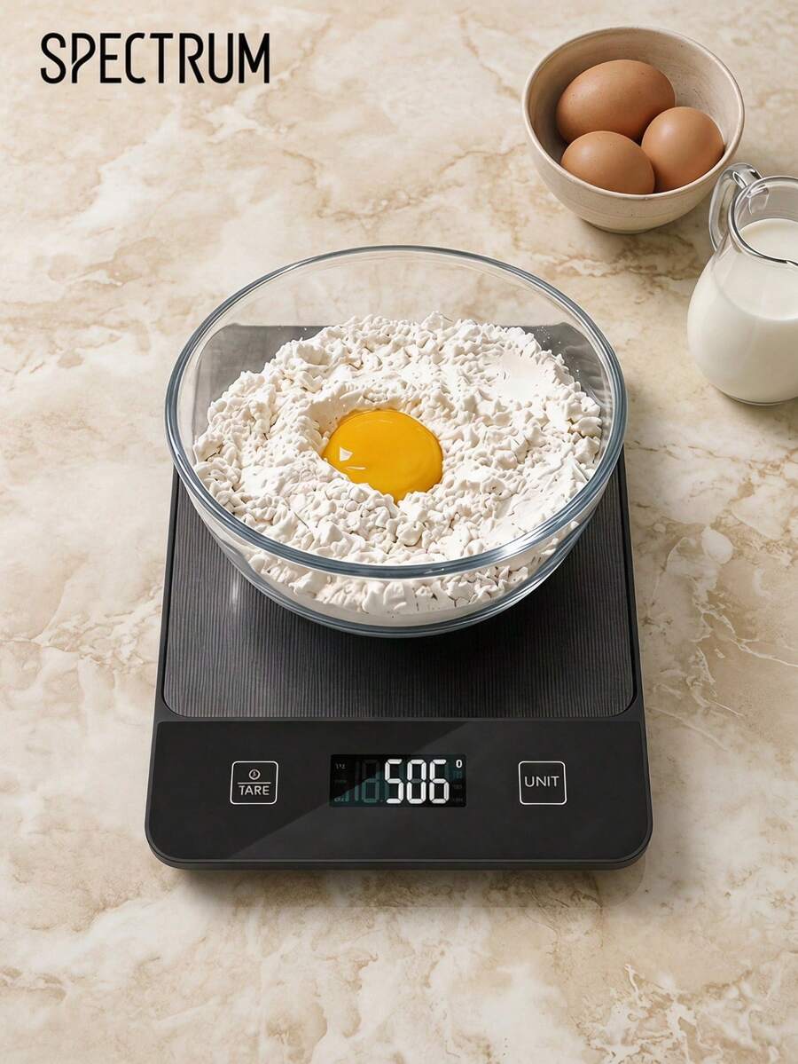 Digital Kitchen Scale, High Precision Electronic Food Scale With Tare & Unit Conversion, Multifunctional Cooking Scale For Baking, Coffee, Meal Prep, Grams Ounces ML LB KG Milk Volume Measure, Waterproof Smooth Black Platform - Black - View 1