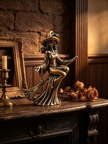 1 Peça Estátua de Bruxa Vintage de Latão com Vassoura e Livro, Decoração Colecionável de Metal Inspirada em Filme Mágico para Mesa, Ornamento de Mesa para Estante, Casa e Quarto, Presente Atencioso para Mulheres no Aniversário, Formatura, Halloween, Ação de Graças, Natal - Vários estilos - Visão 10