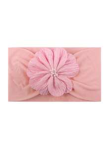 A1 Pink Large Flower Headband, Cute Baby Seamless Headwrap Nylon Flower Headband - 1/3 Pcs Set - Pink - View 6
