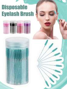 50/100pcs Eyelash Brushes, Suitable For Eyelash Extensions, Eyebrows And Makeup, Crystal Color, 7 Colors Available (Colorful) - Multicolor - View 2
