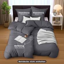 4 Pcs Bed Linen With Duvet Covers And Pillowcases, For Daily Bedding Arrangement - Grey - View 2