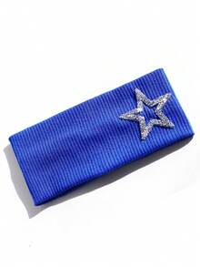 1pc Women's Rhinestone Pentagram Ribbed Solid Color Casual Outdoor Headband, Fashionable Versatile Daily Street Hair Accessory - Multicolor - View 18