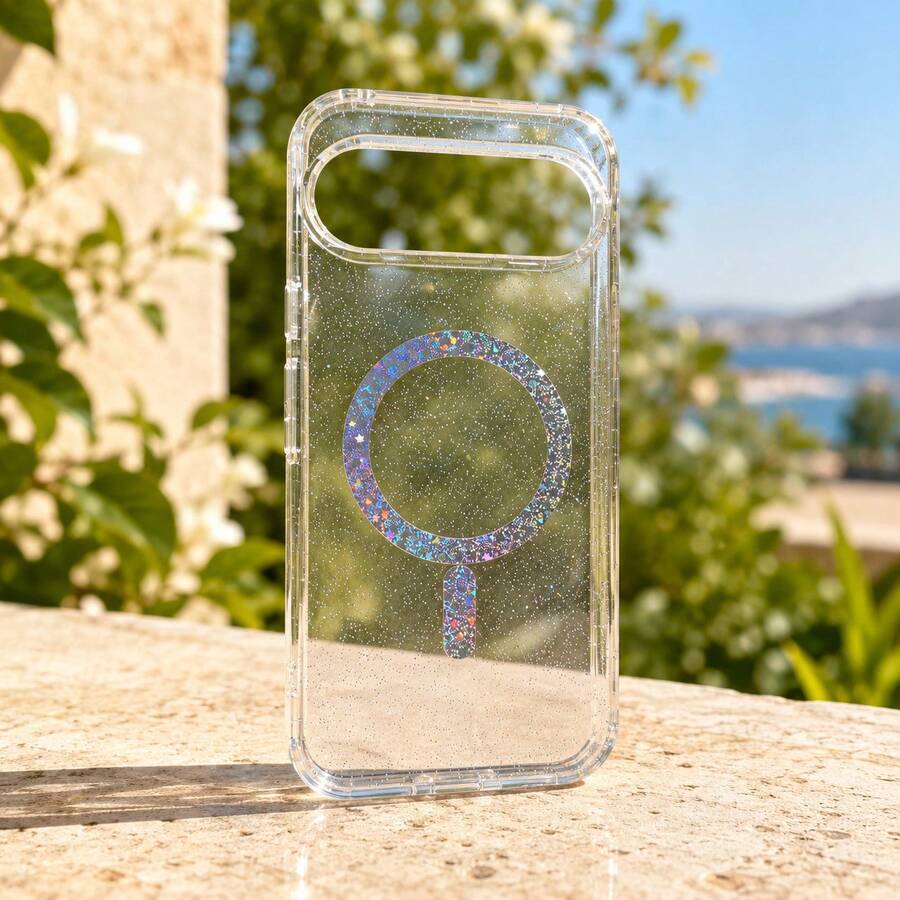 Compatible With Google 11 Pro XL 10 Pro XL 9 Pro XL, Pixel 10a/9a 11/11 Pro 10/10 Pro 9/9 Pro Phone Case, Glitter Transparent, Star Colorful Ring Supports Wireless Charging, PC+TPU