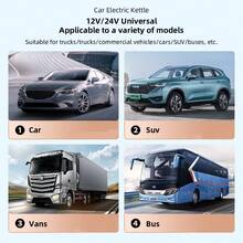 Ketel Listrik Mobil Universal 12V/24V, Kontrol Sentuh Pengaturan Suhu Multi-Tahap, Isolasi Anti-Luka Bakar Dua Lapis, Cocok Untuk Mobil, SUV, Truk, Bus, Cangkir Pemanas Portabel Ringkas Untuk Mengemudi Sendiri, Membuat Susu, Teh, Mie Instan - R1 - View 5