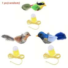 2pcs/Set (Bird Toy + Rope) Interactive Realistic Bird Cat Toy With Hanging Rope - Plush Prey Simulation Suitable For Indoor Play - Realistic Yellow Head & Green Feathers Applicable To Kittens, Adult Cats And All Breeds & Ages Pet Holiday Gift - Multicolor - View 9