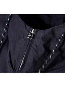 Casual Korean Style Short Windbreaker Jacket With Two-Way Zipper, College Vacation Daily Wear, Spring And Autumn - Blue - View 3