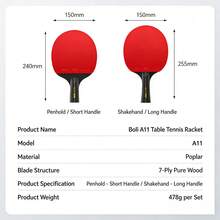 BOER A11 6‑Star Table Tennis Racket Set, 2Pcs All‑Wood Blade Ping Pong Paddles, Table Tennis Training Kit For Students & Amateur Players Daily Sports Practice - Multicolor - View 5