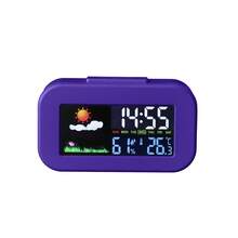 Screen Weather Alarm Clock | Real-Time Temperature And Humidity Monitoring With Weather Icons | Large Digital Display And Snooze Function | Suitable For Bedside Table, Desktop, Dormitory Electronic Alarm Clock Battery Powered (Battery Not Included) - Multicolor - View 10