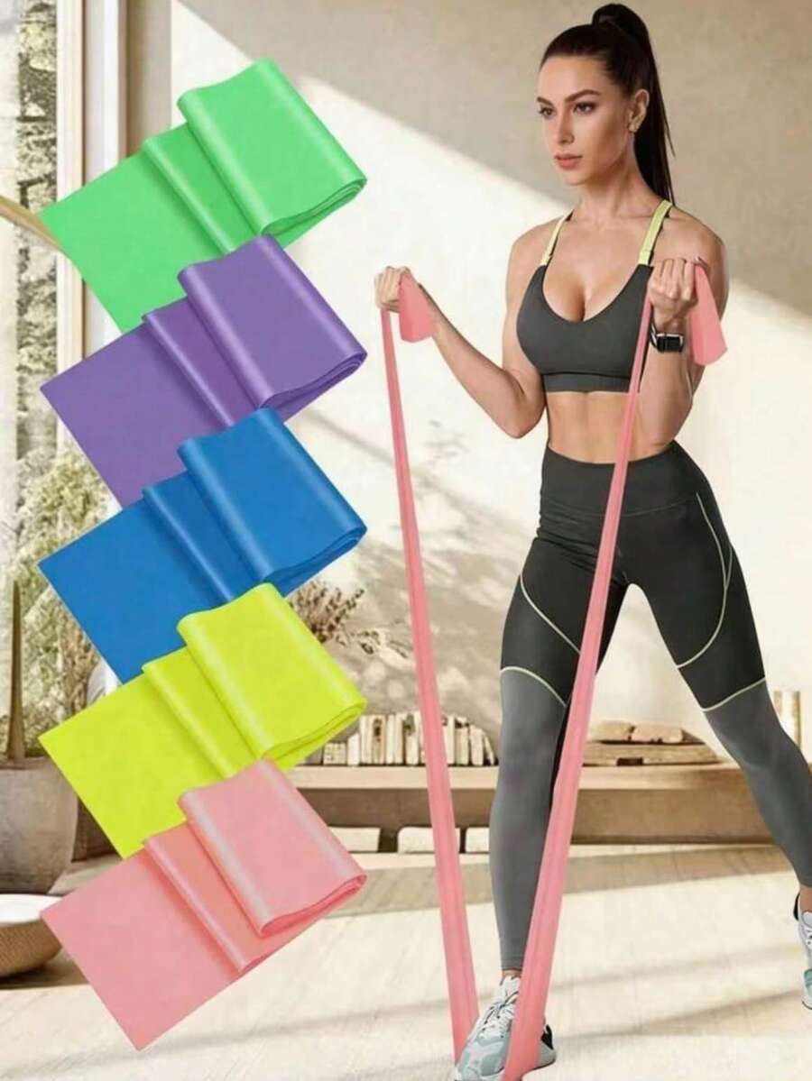 1pc/3pcs Yoga Fitness Resistance Bands | Unisex High-Intensity Elastic Bands, Stackable, High Tension, Available In Purple, Pink And Blue - TPE Material - A - View 1