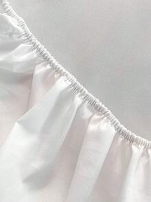 1pc White Solid Color Thick Brushed Microfiber Fitted Sheet Soft Mattress Cover - White - View 7
