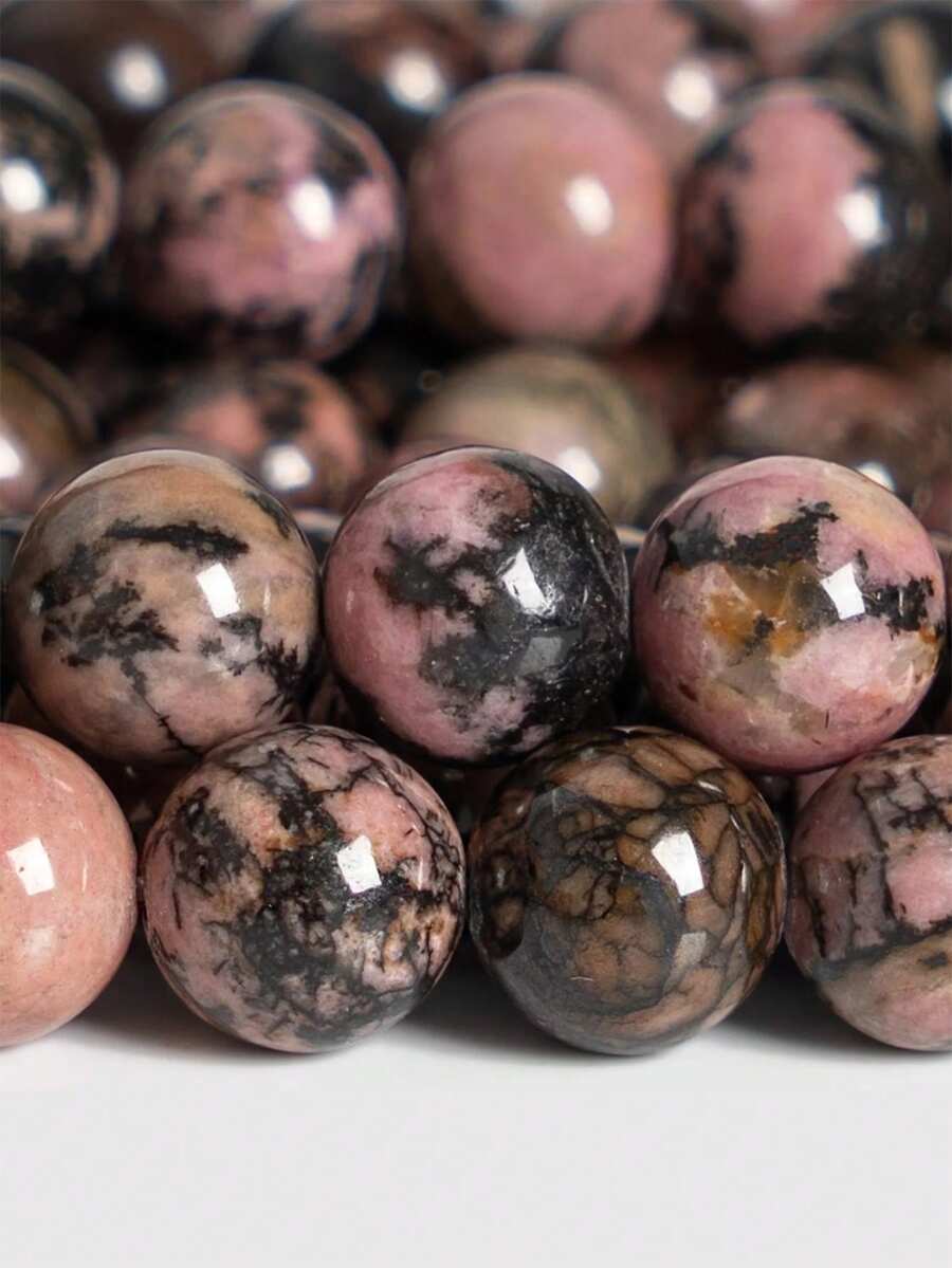 1 Untai Manik-Manik Rhodochrosite Alami Cocok untuk Membuat Gelang, Kalung, dan Anting-Anting DIY, Aksesoris Perhiasan 4/6/8/10mm - MultiWarna - View 1
