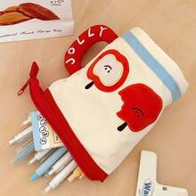 1pc Creative Cartoon Water Cup Pencil Case, Student Stationery Bag, Girly Large Capacity Pen Holder Storage Bag - Apple Water Bottle - View 3