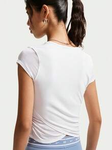 Nike Women's AS W NK Cap Sleeve Crossover Short Sleeve Knit Collarless T-Shirt TIV5006-100 - White - View 2