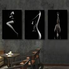 3pcs Unframed Canvas Wall Arts Posters, Sexy Body Art With Moonlight Effect, Perfect For Living Room, Bedroom, Office & Dining Room - Ideal Gift For Birthdays, Holidays & Home Decor - 222 - View 4
