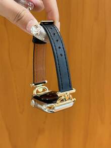 Faux Leather Watch Band Compatible With 38/40/41/42/44/45/46/49mm Ultra/Se10/9/8/7/6/5/4/3/2/1 - Platinum Solid Color - View 9