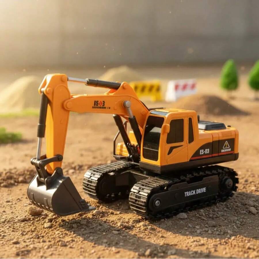 Trator Reta Escavadeira Brinquedo Controle Remoto Recarregável USB - Amarelo - Visão 1