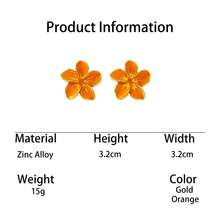 1 Pair Elegant Summer Fresh Vacation Beach Style Soft Handmade Drip Oil Orange Enamel 3D Flower Shaped Women's Plumeria Stud Earrings - Orange - View 6