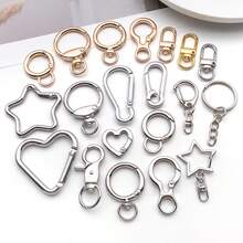 6pcs Metal Keychain Findings Star Heart Spring Rings Lobster Clasps Carabiner Clips Swivel Hooks For DIY Keychains Bag Charms Jewelry Making Supplies - Multicolor - View 8