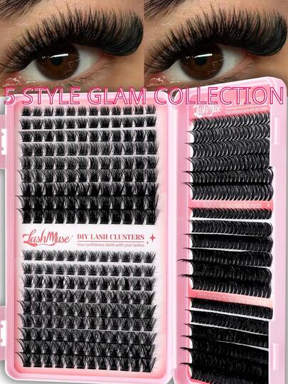 576 Clusters Large Eyelash Book, 40D+60D+80D Mixed Density, 8-16MM Multi-Length Combination, D-Curl Segmented False Eyelash Bundles, 3 Densities For Free Matching, Easily Create Natural Long, Fluffy Voluminous And 3D Layered Eye Makeup
