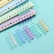 10pcs Creative 5-Hole Segmented Plastic Multi-Color Loose Leaf Rings, DIY Planner Accessories, Suitable For Office And School Supplies - A - View 4