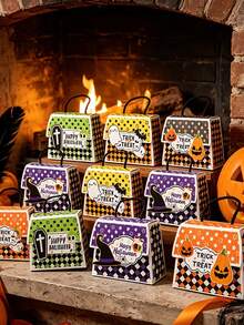 5/1pc Halloween Tote Bag Gift Set, Includes 4 Different Color Gift Boxes With Pumpkin, Ghost And Witch Hat Patterns, Suitable For Halloween Theme Party Gift Packaging, Surprise Party Decoration, Holiday Party Favors And Home Use - One Size Fits All - View 3