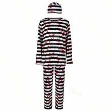 Men's Halloween Striped Cosplay Costume, Includes Top + Pants + Hat - Multicolor - View 11