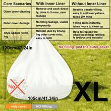 Bean Bag Chair Cover Inner Liner | Detachable Zipper, Easy To Clean, Made Of Ultra-Fine Fiber Material, No Filling, Available In Two Sizes, Suitable For Living Room And Bedroom, Ergonomic Design, Suitable For Adults And Teenagers. - Large 105*120cm (XL) - View 8