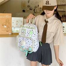 Star Print Ita Backpack For Teen Girls, Lace Up Clear Window Rucksack, Multi Color Back To School Anime Cosplay Daily Travel Student Bag - Multicolor - View 4