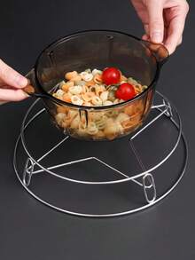 1pc Stainless Steel Pot Rack, Round Five-Point Support Steamer Rack, Multi-Purpose Heat-Resistant Pot Rack, Steaming Buns And Vegetables Household Kitchen Storage Rack, Thickened Heat-Insulating Anti-Scald Storage Steamer Rack - View 10
