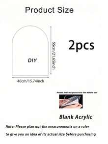 1pc/2pcs/Set 30*40cm/40*55cm Clear Blank Acrylic, Two Sizes And Shapes (Half Circle And Rectangle). Wedding Signage, Wall Decor, Graduation, National Day Event, Birthday. Modern Wedding Poster, Acrylic Welcome Sign, Wedding Photo Board - Multicolor - View 18