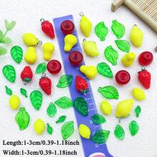 50 hạt acrylic hình lá trái cây nhiều màu làm trang sức DIY, charm cho hoa tai, vòng tay và dây chuyền - Nhiều màu - Xem 2