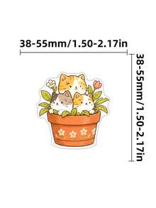 50張可愛貓咪食物貼紙｜可愛橘色虎斑貓與日常物品貼紙，創意手繪食物貼紙，適用於返校季筆記本電腦、平板電腦、隨行杯與手帳 - 彩色 - 查看 5