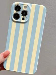 1pc Simple Girly Style Striped Pattern Perforated Glossy Film Case Full Coverage Hard Phone Case Compatible With Iphone 17 Pro, 16e, 16, 15, 14, 13, 12, 11, XR, XS,Compatible With Samsung Galaxy S26, S25, S24, S23, S22, A73, A55, A53, A35, And A34. High-End, Stylish, And Fun Phone Cases, Perfect For Daily Commutes, Afternoon Tea, Beach Vacations, Summer Outings, And Dates. - Multicolor - View 4