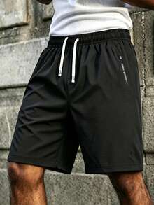 [Men's Shorts]Men's Outdoor Sports Shorts With Drawstring Waist And Multiple Pockets, Comfortable To Wear Black - Black - View 2