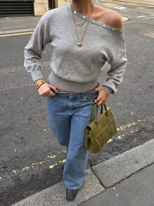 Women Sweater Bodysuits - Light Grey - View 3