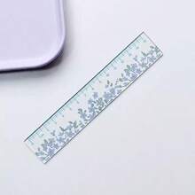 4pcs Floral Pattern Vinyl Rulers - 15.01cm Transparent Measuring Tool, Colorful Floral Design, Centimeter Precision, Suitable For School And Office, Back To School Floral Ruler, Elementary School Ruler, 15cm Multi-Function Acrylic Ruler, Transparent Drawing Ruler, Back To School Essential - Sets - View 4