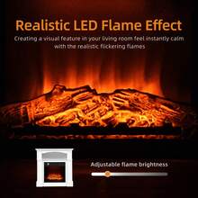 BALCONERA 80cm Living Room Decor Wall Mounted Electric Fire Suite, LED Flame, 16 Color Mood Light With Timer & Remote - White - View 6