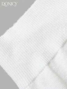DONICY Women's White Crew Neck Gold Button Tweed-Style Short Sleeve Knit Sweater Cardigan, Elegant Outfit For Spring Summer Casual Tops - White - View 3