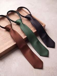 3pcs Men's No-Knot Tie Set, Suitable For Business, Versatile, Daily Wear. Multiple Colors Available - Multicolor - View 16